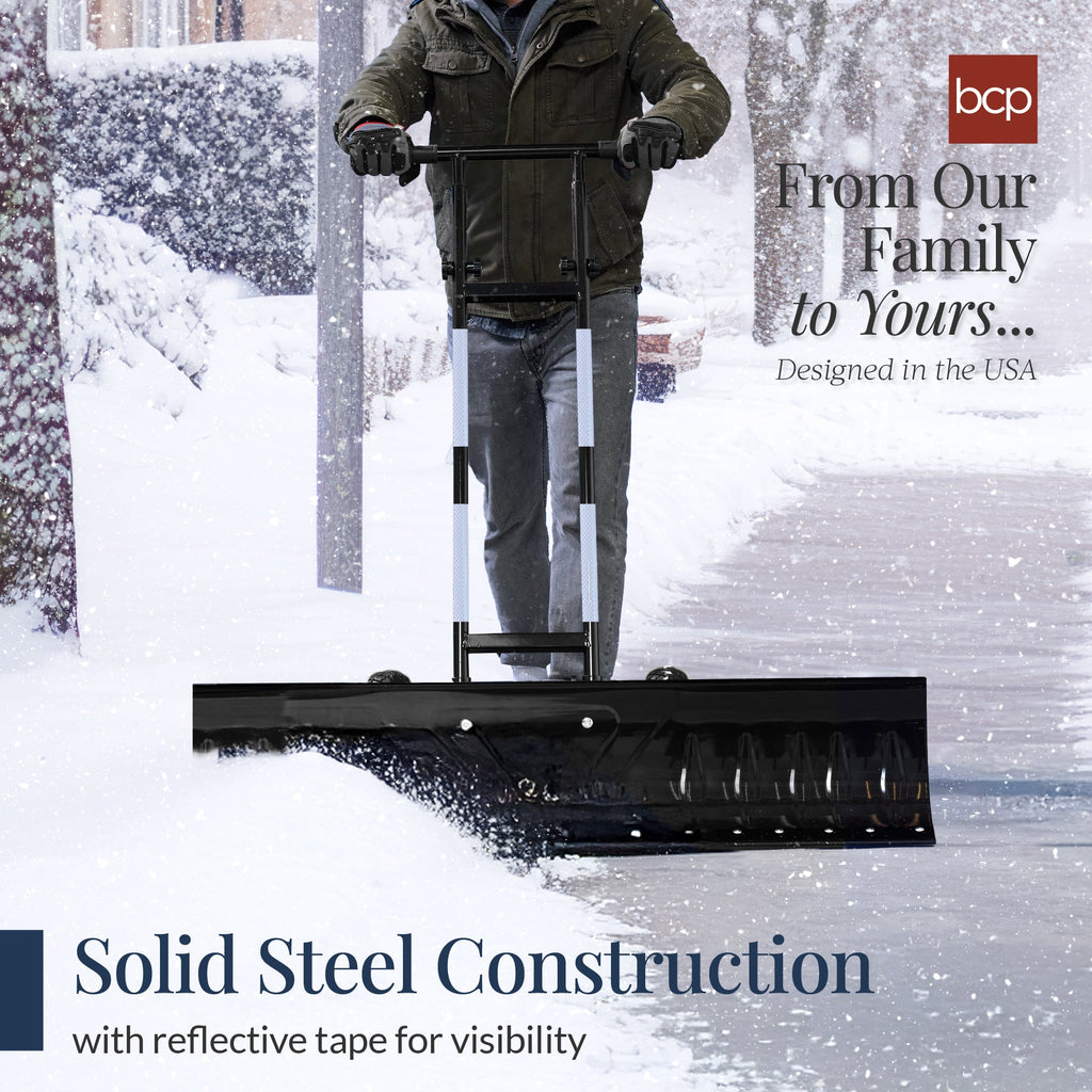2-Wheel Snow Pusher with Adjustable Handle Reflective Tape - 48in designed for everyday comfort and storage