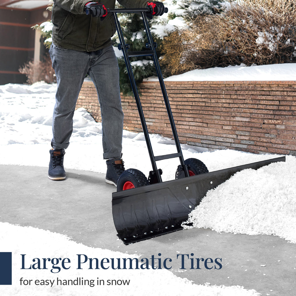 2-Wheel Snow Pusher with Adjustable Handle Reflective Tape - 48in designed for everyday comfort and storage