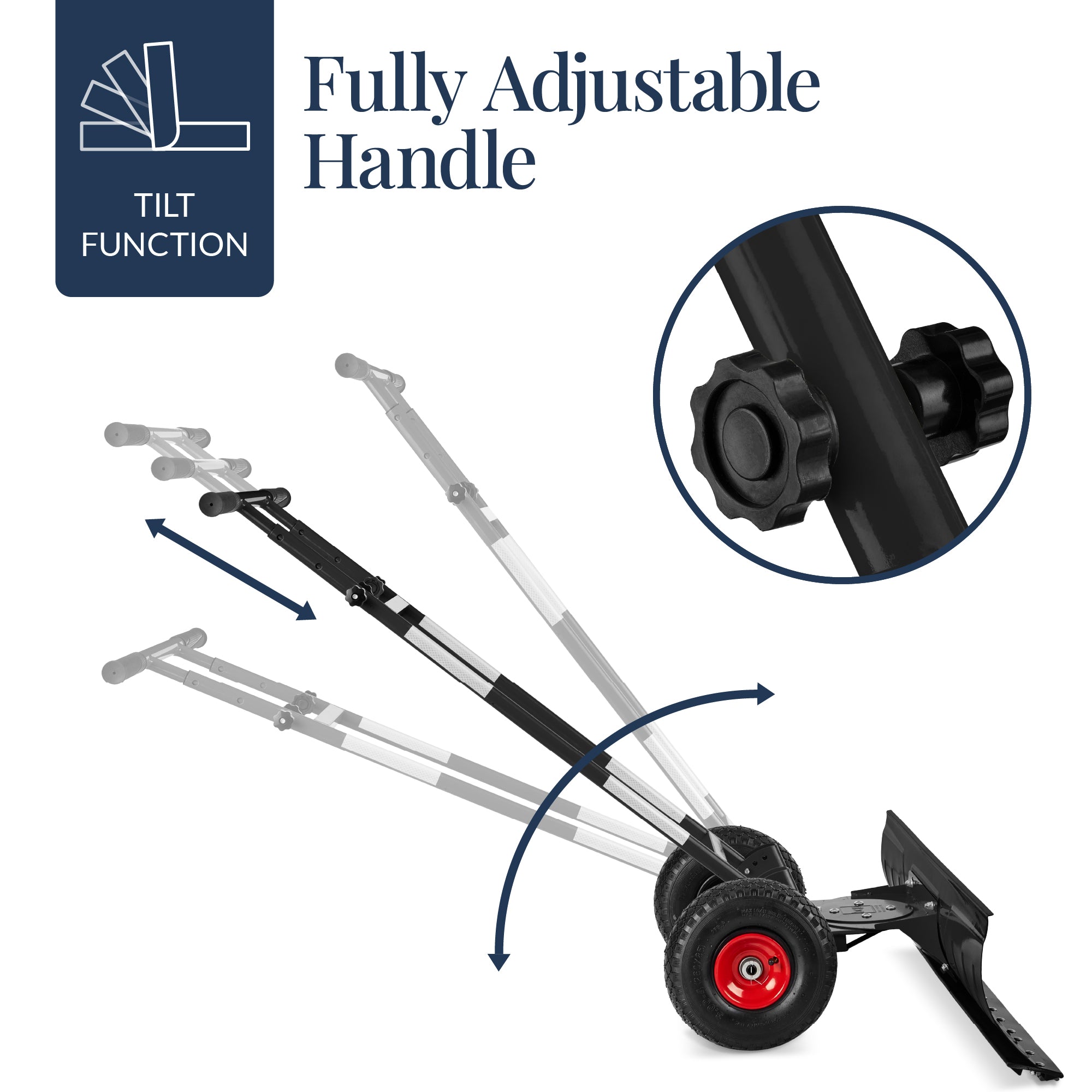 2-Wheel Snow Pusher with Adjustable Handle Reflective Tape - 48in designed for everyday comfort and storage