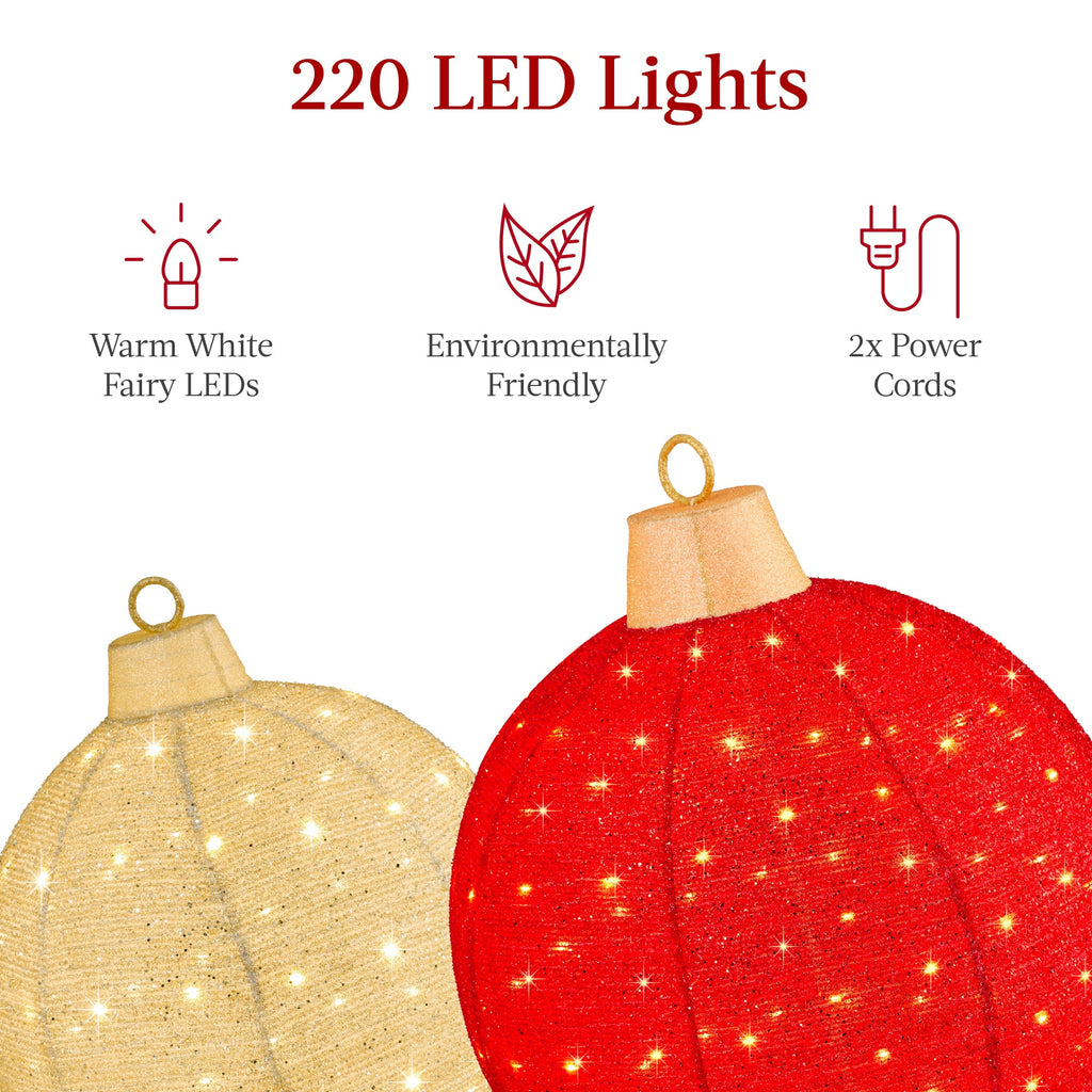 2pc Lighted Pop-Up Christmas Ornaments Decoration with 220 LED Lights Stand for indoor and outdoor holiday displays