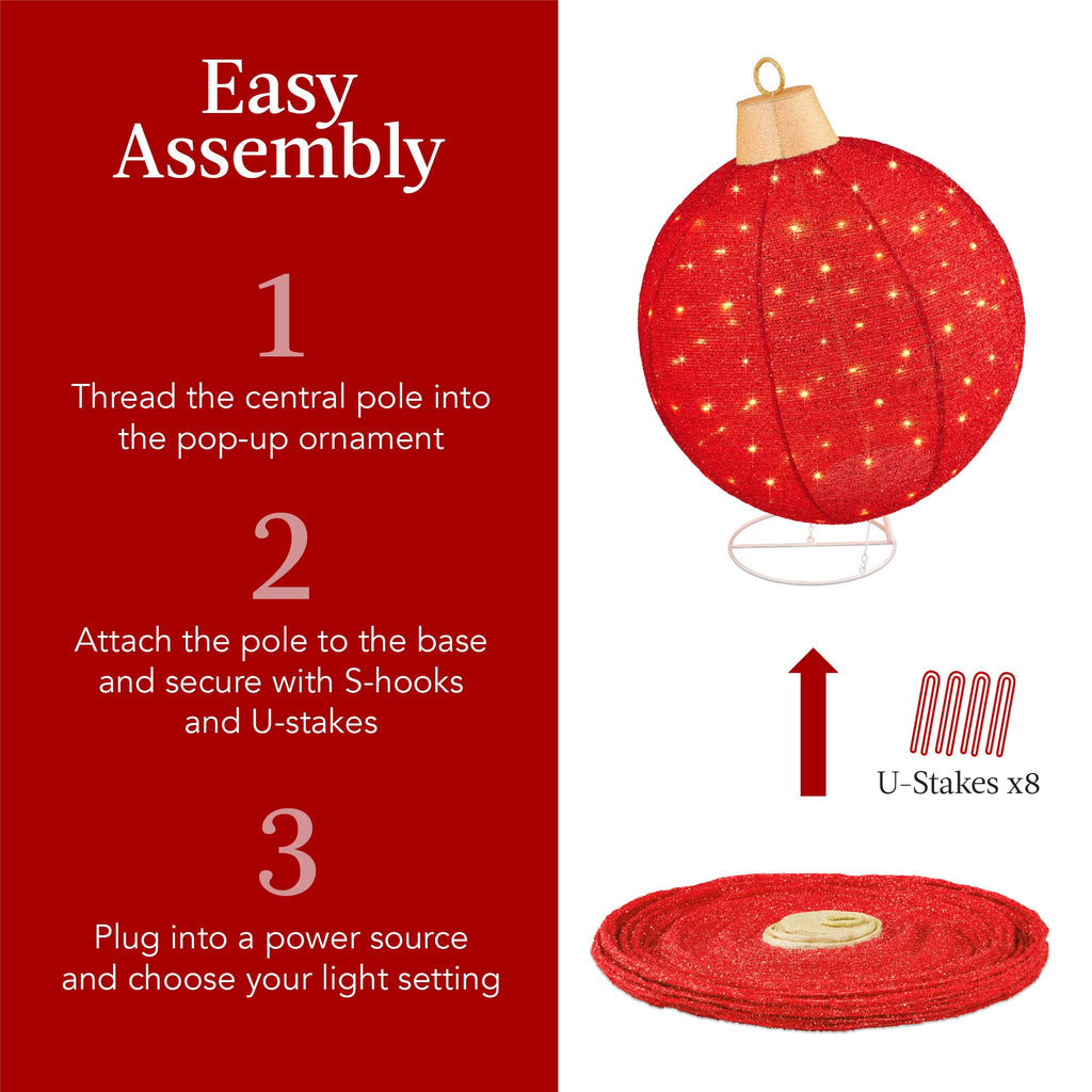 2pc Lighted Pop-Up Christmas Ornaments Decoration with 220 LED Lights Stand for indoor and outdoor holiday displays