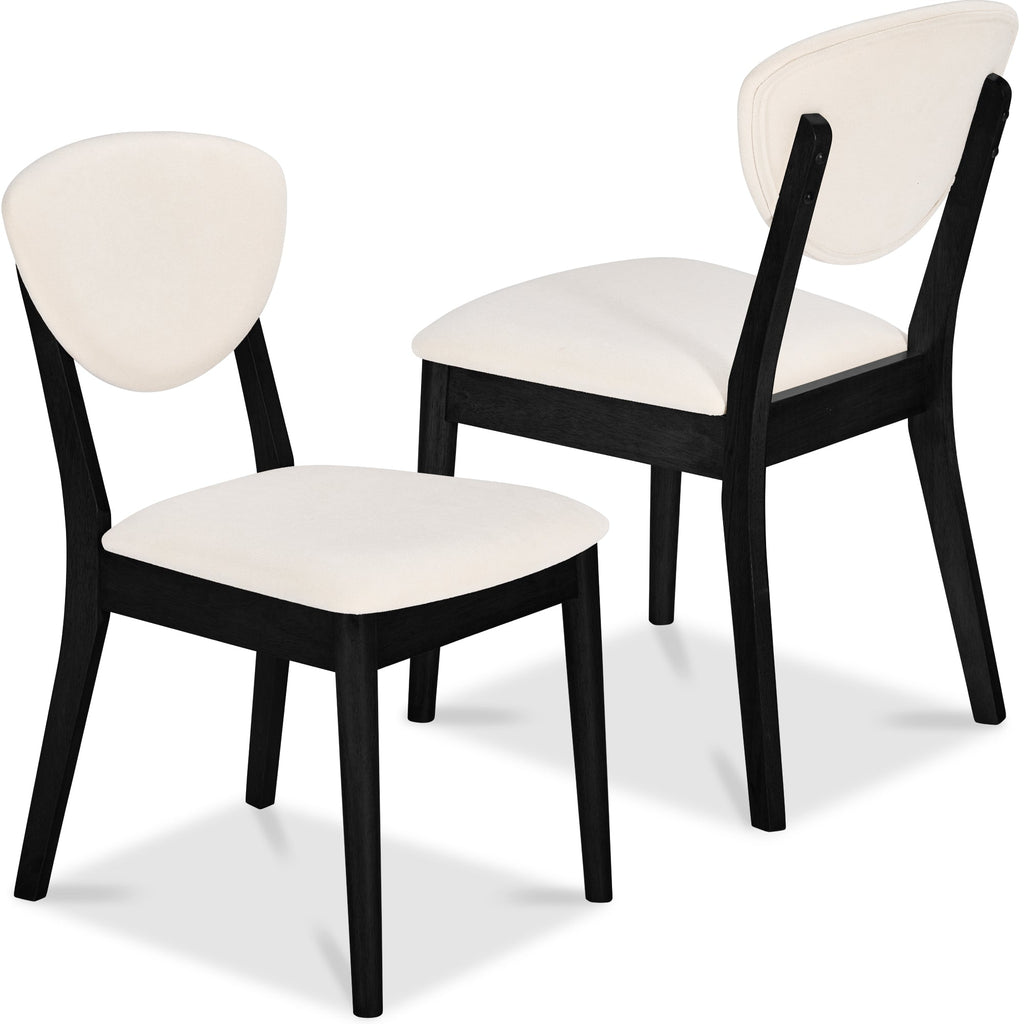 2-Piece Mid-Century Modern Wood and Upholstered Dining Chair Set with practical style for home spaces