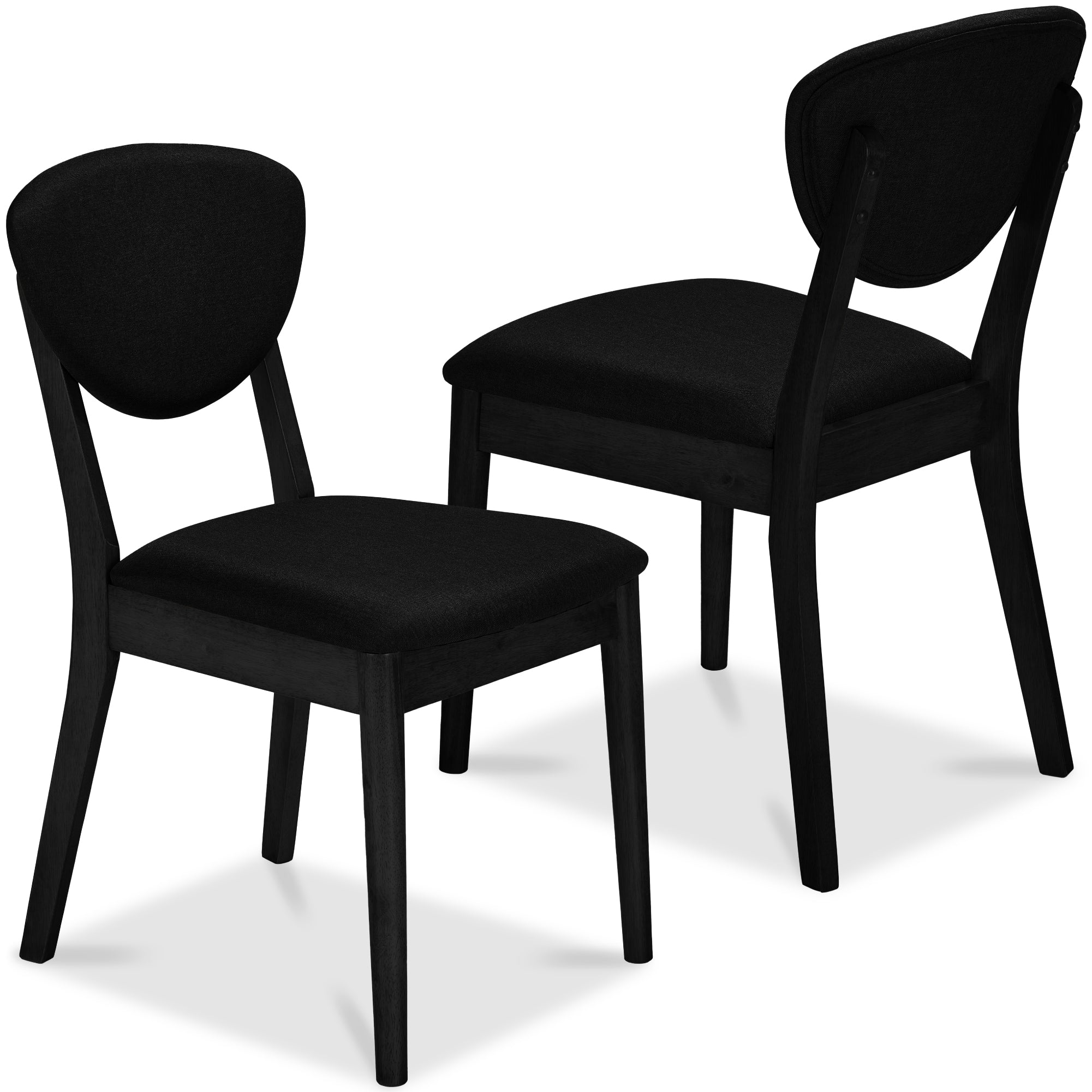 2-Piece Mid-Century Modern Wood and Upholstered Dining Chair Set with practical style for home spaces