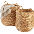 2-Piece Round Nesting Baskets with Handles Hyacinth Plant Holder and Storage Bin for comfortable, organized home spaces