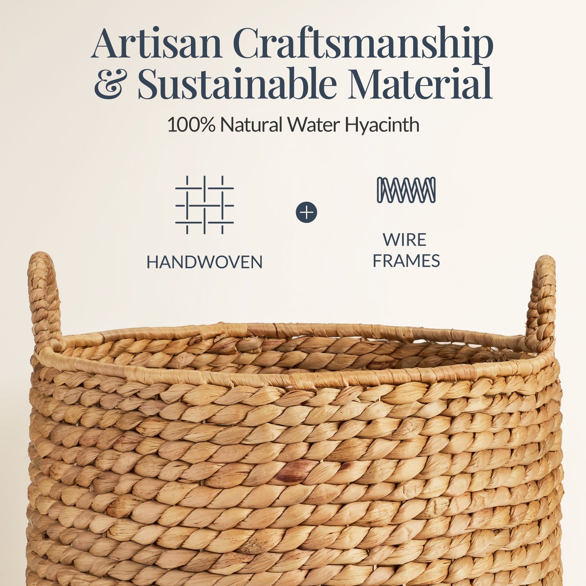 2-Piece Round Nesting Baskets with Handles Hyacinth Plant Holder and Storage Bin for comfortable, organized home spaces