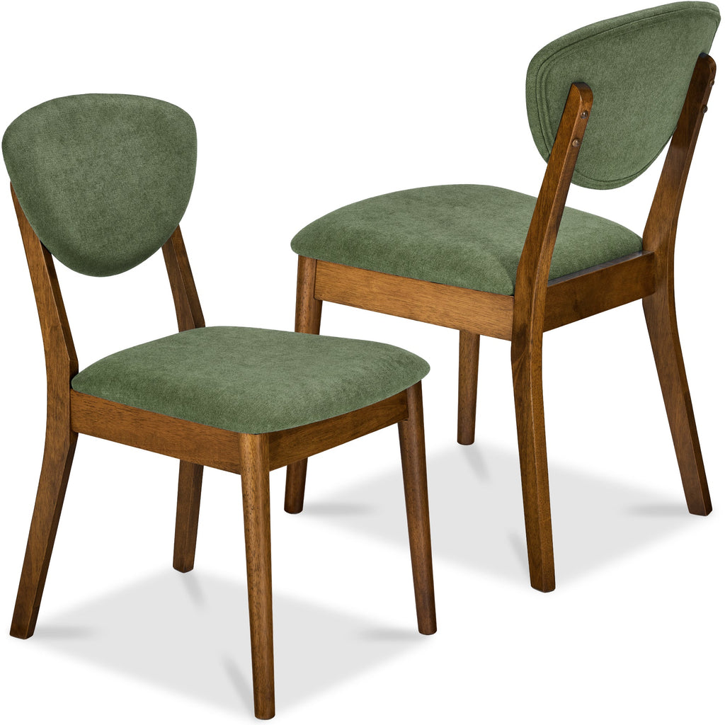 2-Piece Mid-Century Modern Wood and Upholstered Dining Chair Set with practical style for home spaces