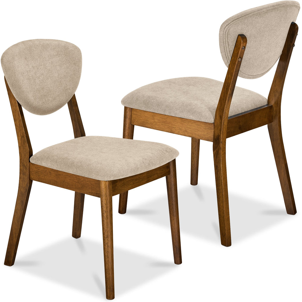 2-Piece Mid-Century Modern Wood and Upholstered Dining Chair Set with practical style for home spaces