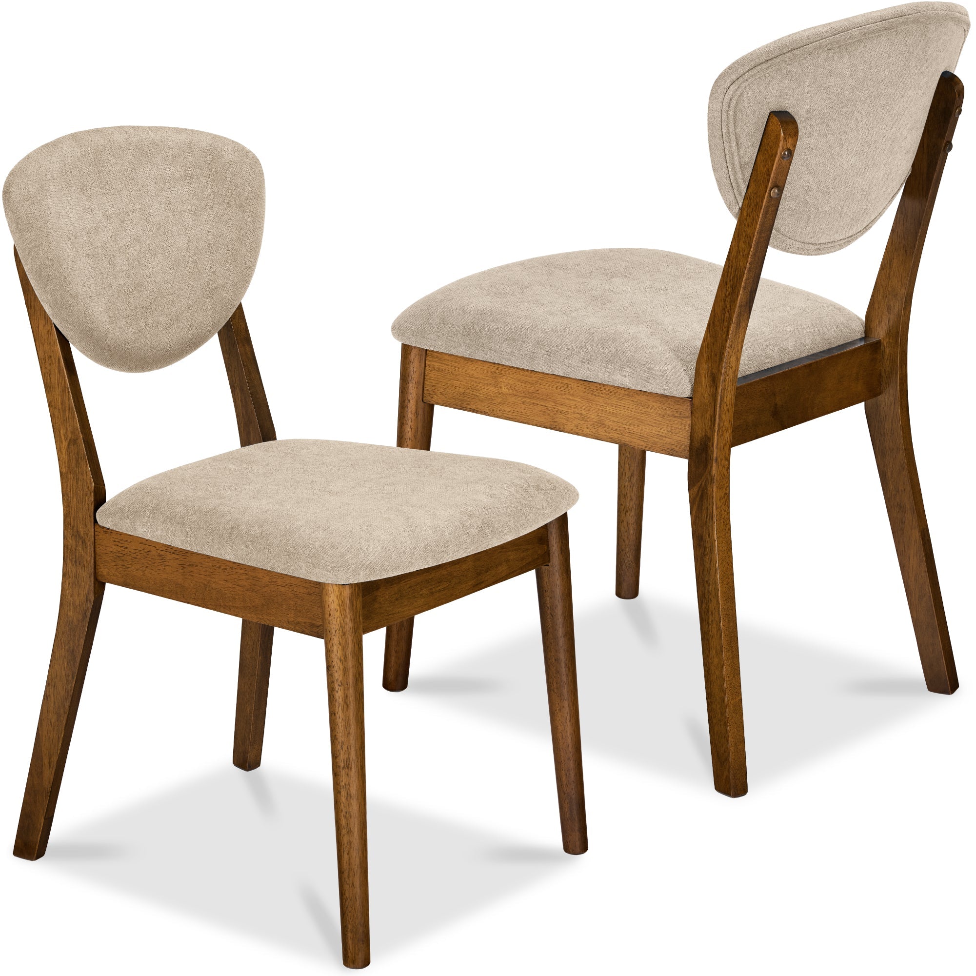 2-Piece Mid-Century Modern Wood and Upholstered Dining Chair Set with practical style for home spaces
