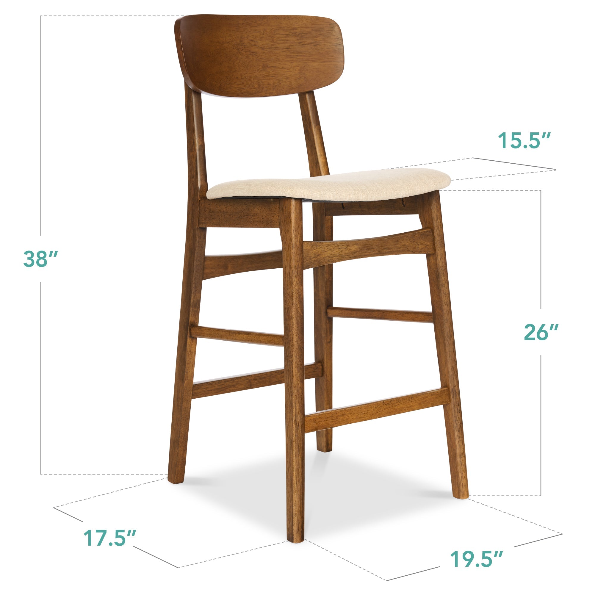 2-Piece Farmhouse Counter Height Bar Stool Set with Cushioned Seat Backrest made for comfortable, organized home spaces