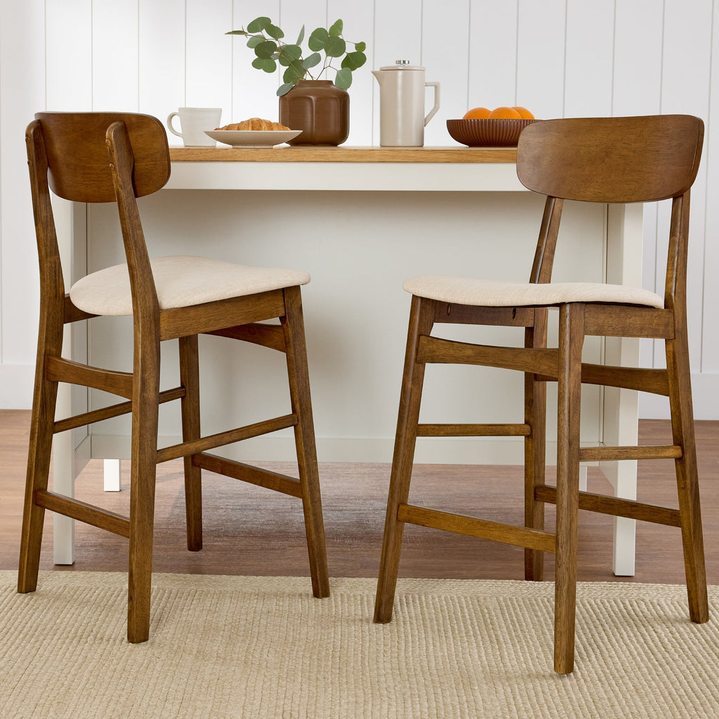 2-Piece Farmhouse Counter Height Bar Stool Set with Cushioned Seat Backrest made for comfortable, organized home spaces