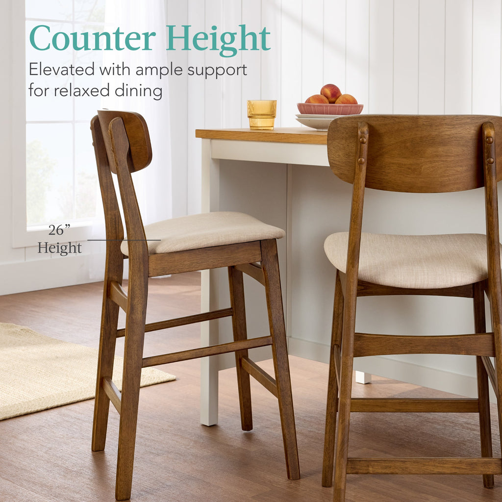 2-Piece Farmhouse Counter Height Bar Stool Set with Cushioned Seat Backrest made for comfortable, organized home spaces