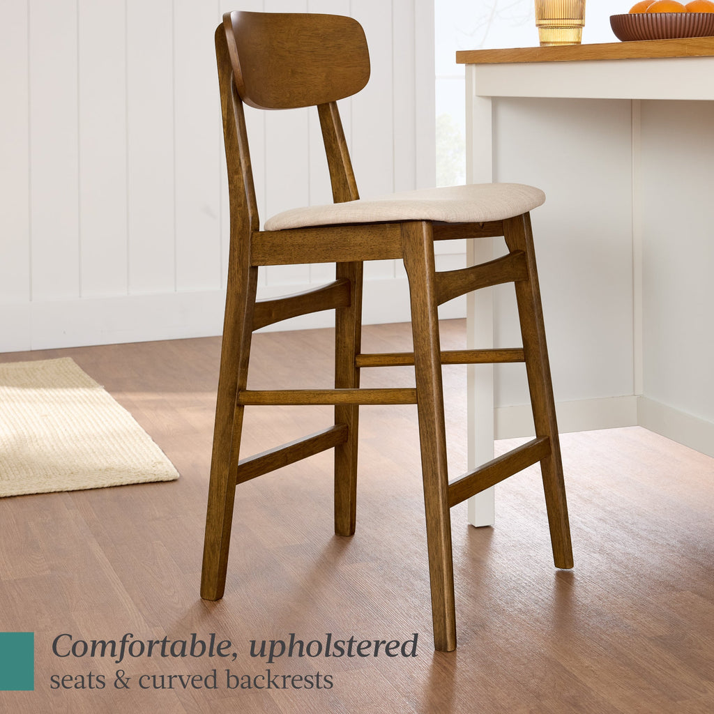 2-Piece Farmhouse Counter Height Bar Stool Set with Cushioned Seat Backrest made for comfortable, organized home spaces