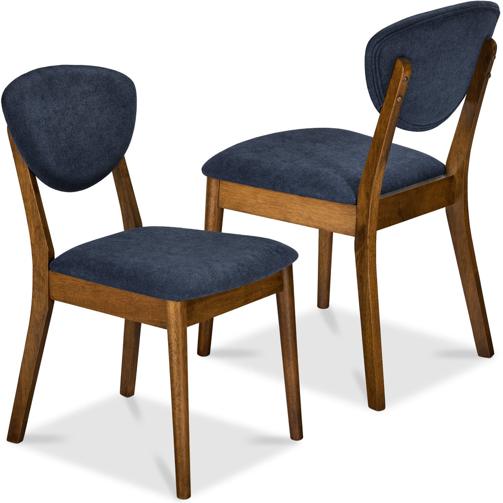 2-Piece Mid-Century Modern Wood and Upholstered Dining Chair Set with practical style for home spaces