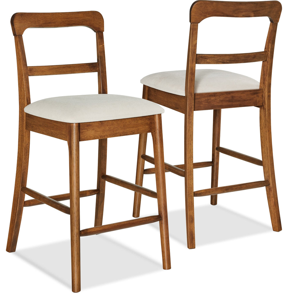 26\" Counter-Height Farmhouse Wood Stoolsw/ Cushion and Backrest Set of 2 designed for comfortable, organized home spaces