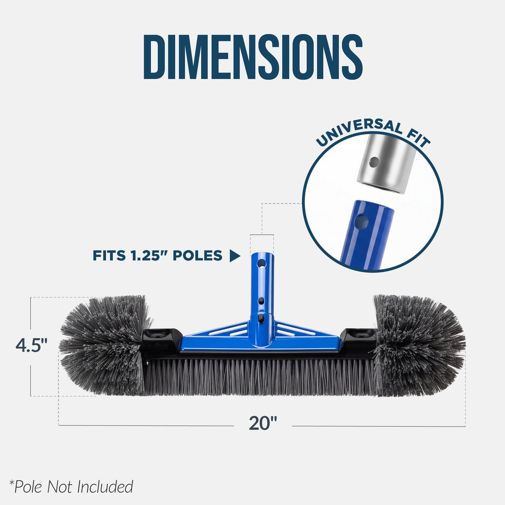 20\" Heavy-Duty Pool Brush Head with Reinforced Aluminum Bracket with reliable function and style