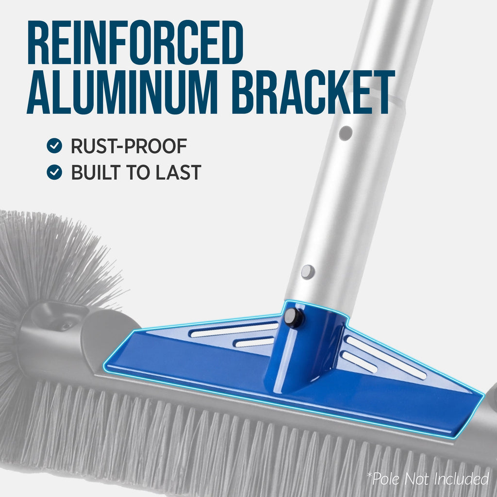 20\" Heavy-Duty Pool Brush Head with Reinforced Aluminum Bracket with reliable function and style