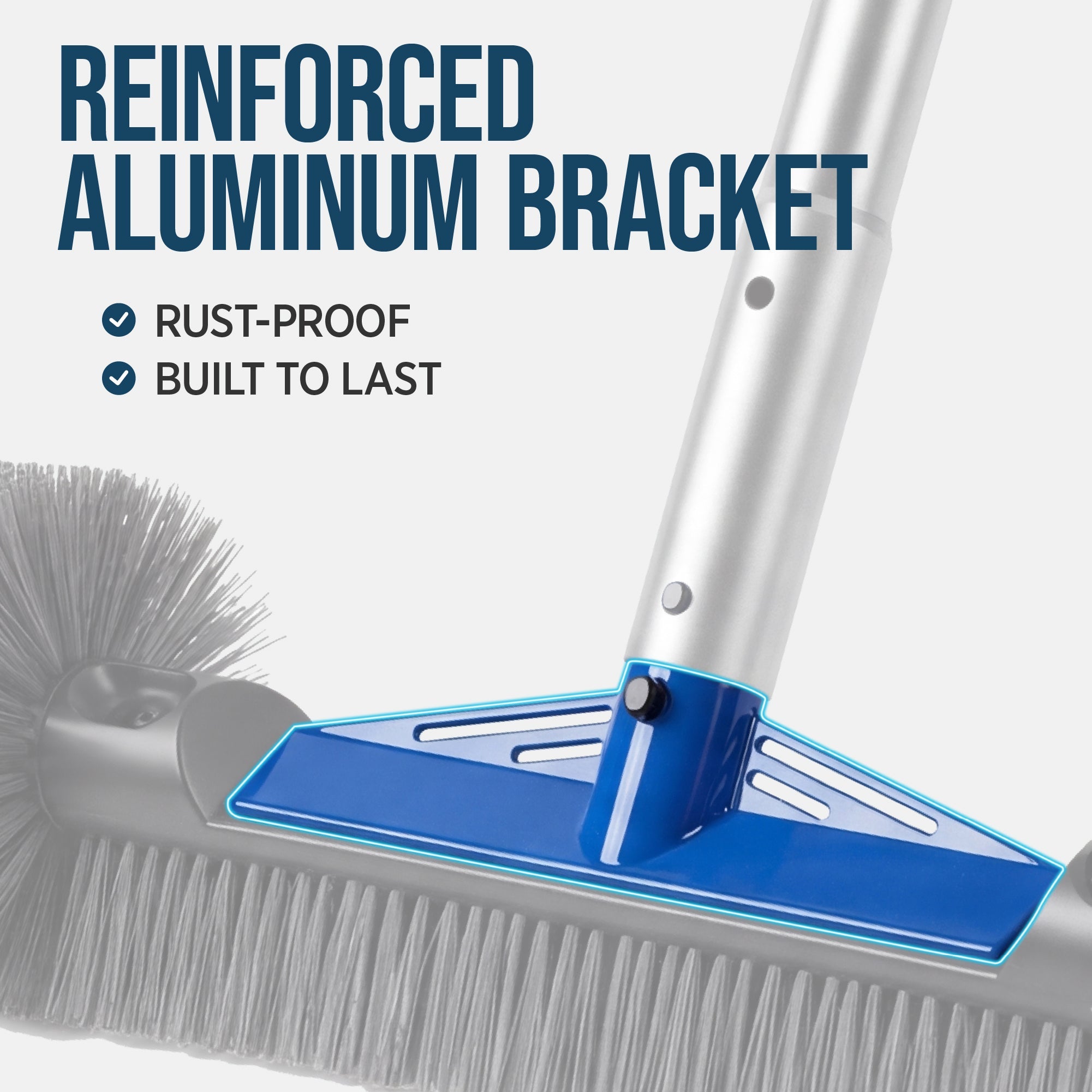 20\" Pool Brush with 9 ft Aluminum PolePool Wall and Floor Cleaning Set with practical everyday features