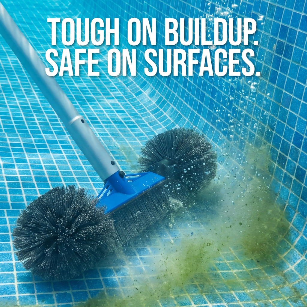 20\" Pool Brush with 9 ft Aluminum PolePool Wall and Floor Cleaning Set with practical everyday features