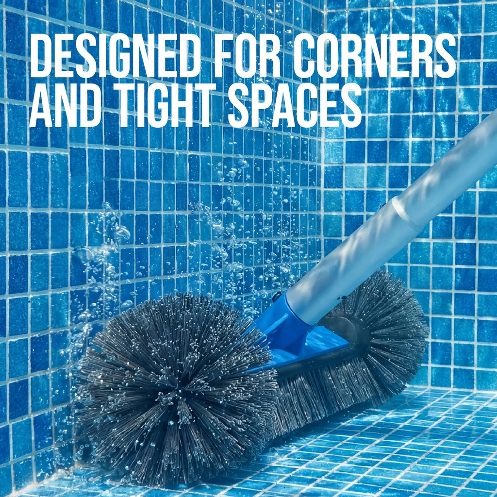 20\" Pool Brush with 9 ft Aluminum PolePool Wall and Floor Cleaning Set with practical everyday features