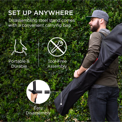2-Person Brazilian-Style Double Hammock with Carrying Bag and Steel Stand with useful details for patio, backyard, and outdoor living