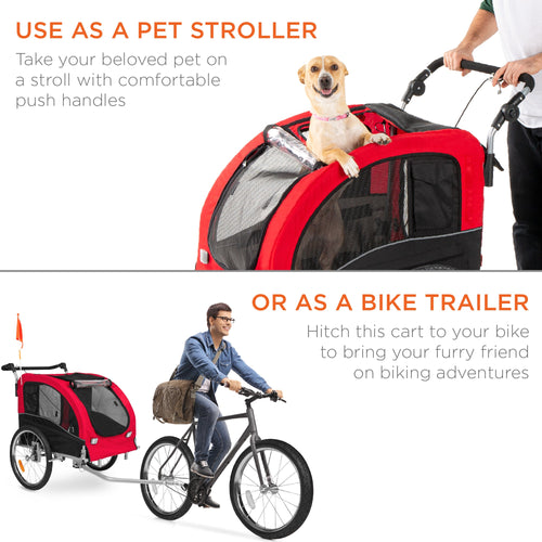2-in-1 Pet Stroller and BikeTrailer with dependable design for pet care and everyday home routines