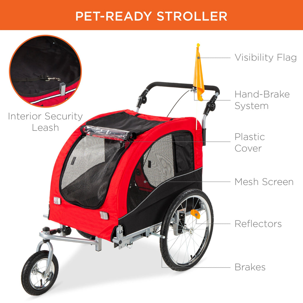 2-in-1 Pet Stroller and BikeTrailer with dependable design for pet care and everyday home routines