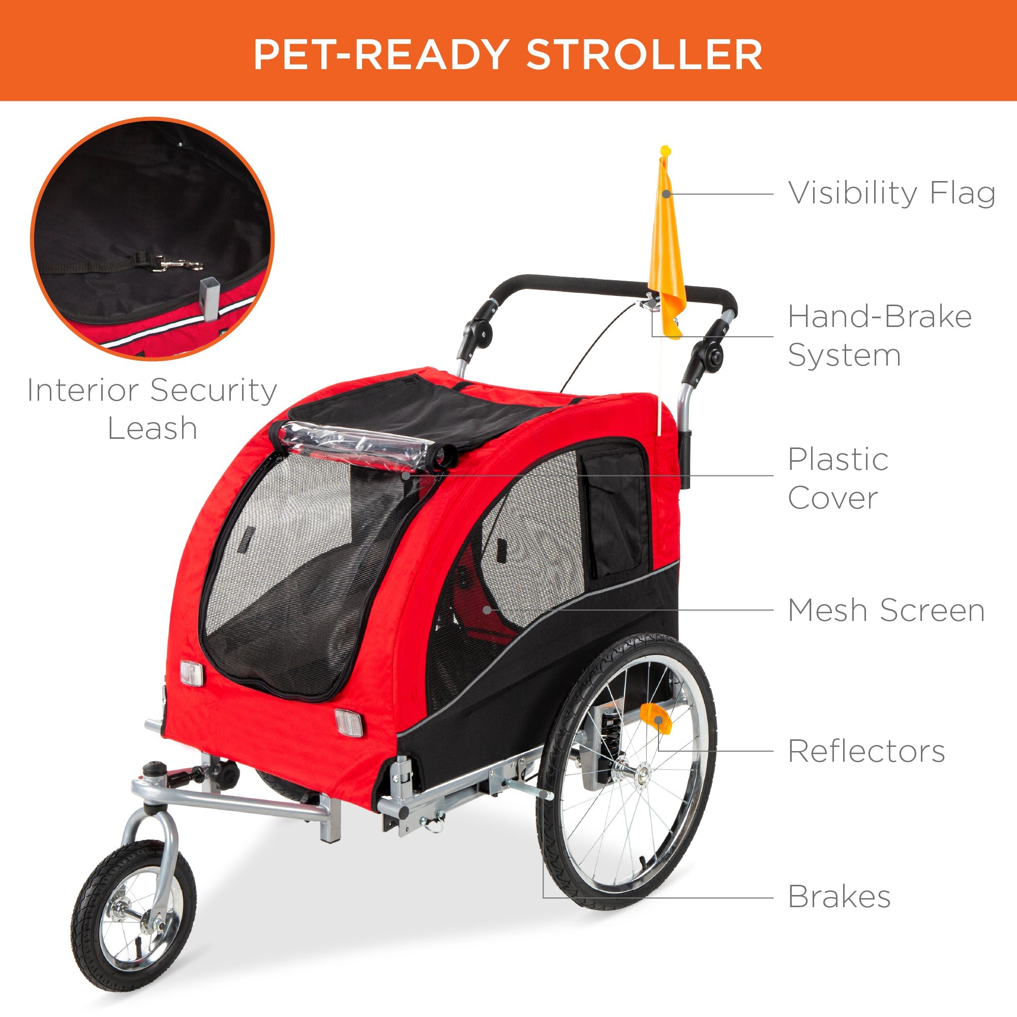 2-in-1 Pet Stroller and BikeTrailer with dependable design for pet care and everyday home routines