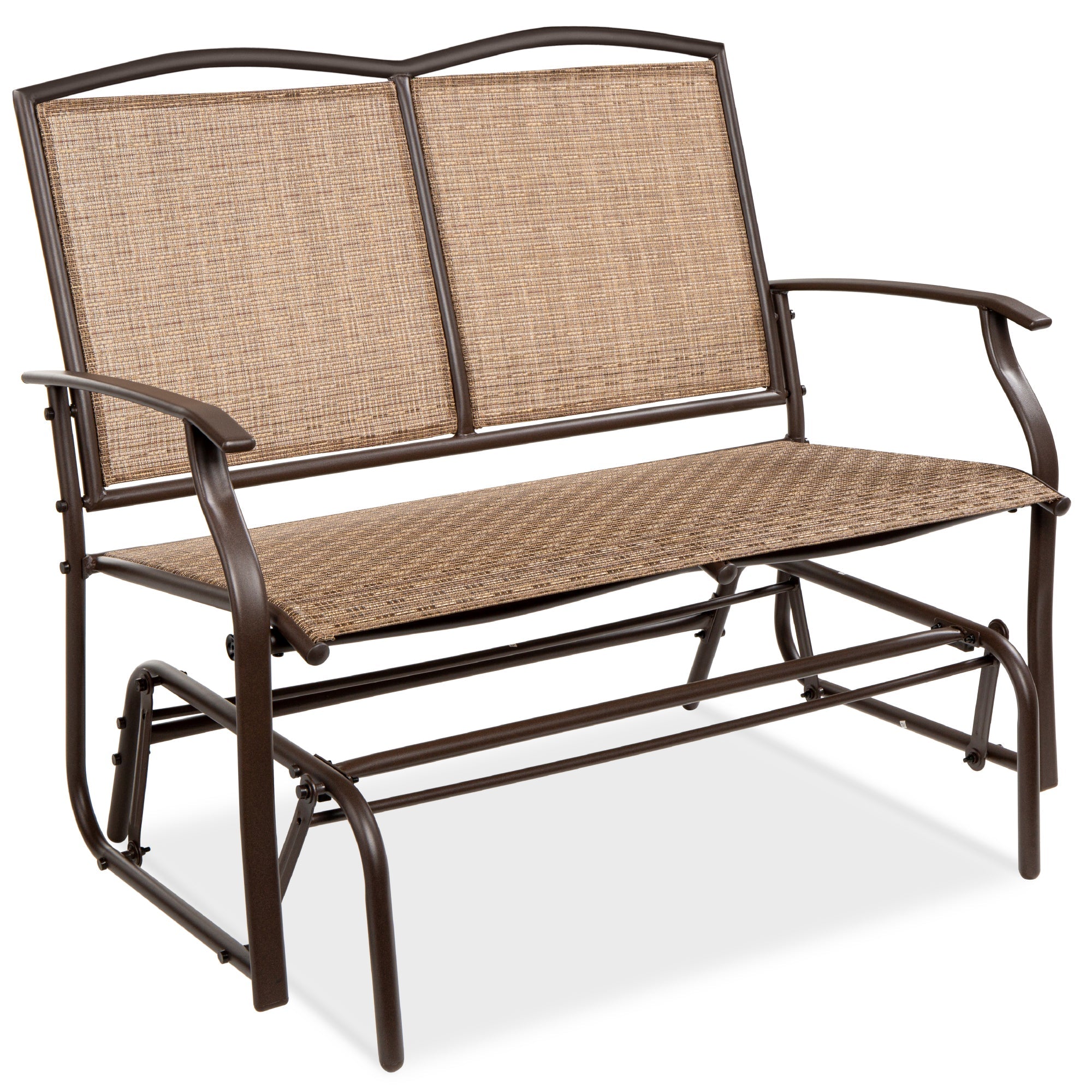 2-Person Patio Loveseat Swing Glider Bench Rocker with Armrests designed for patio and backyard use