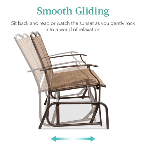 2-Person Patio Loveseat Swing Glider Bench Rocker with Armrests designed for patio and backyard use