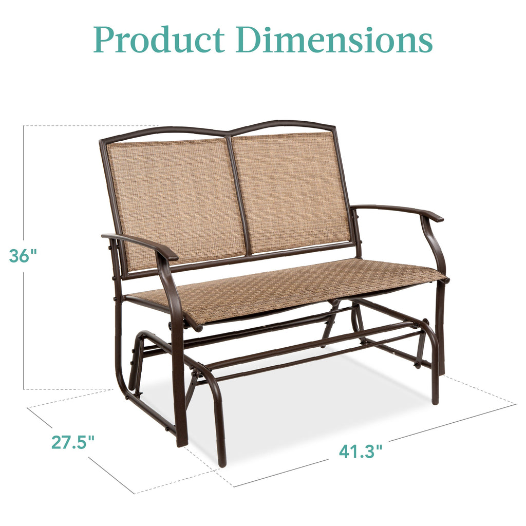 2-Person Patio Loveseat Swing Glider Bench Rocker with Armrests designed for patio and backyard use
