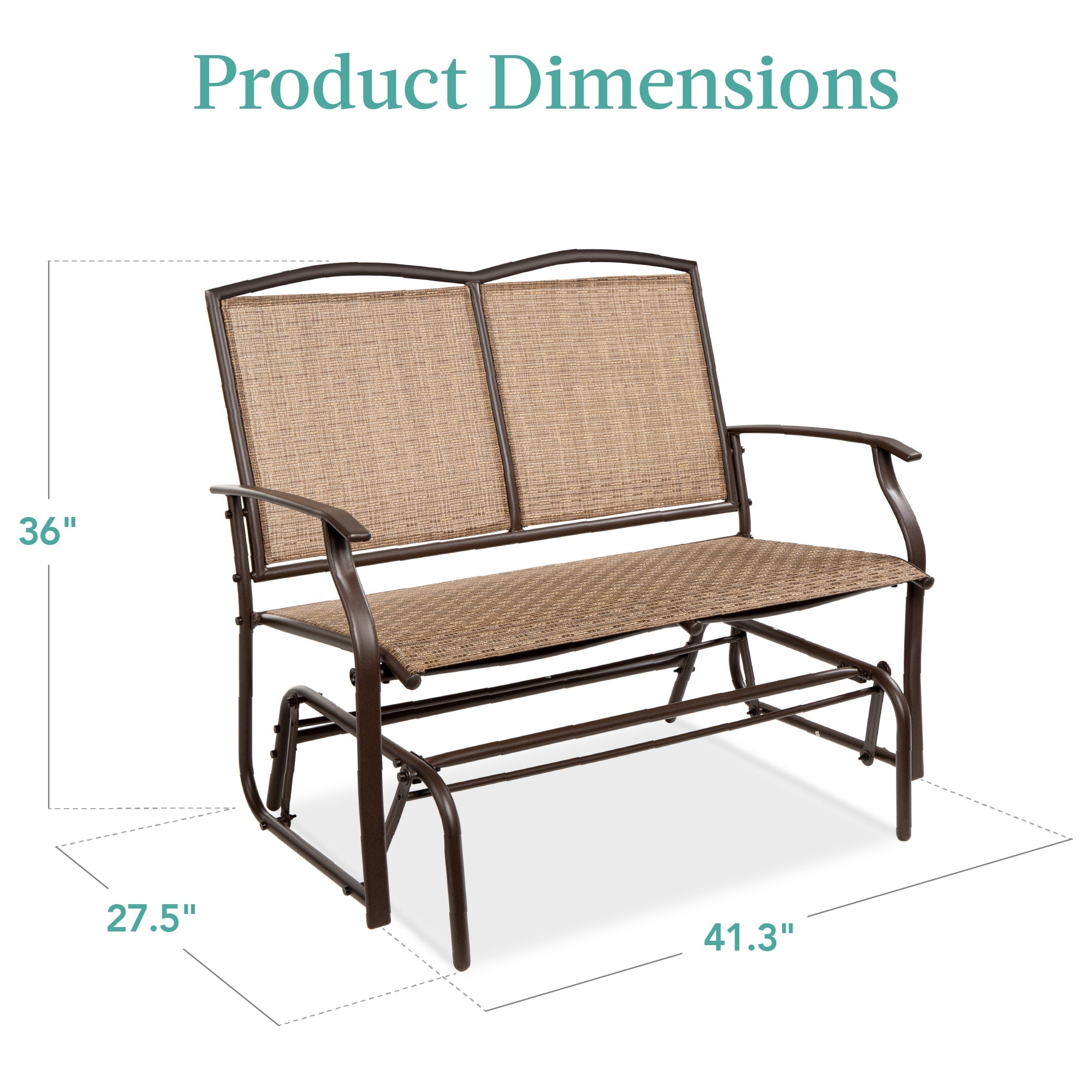 2-Person Patio Loveseat Swing Glider Bench Rocker with Armrests designed for patio and backyard use