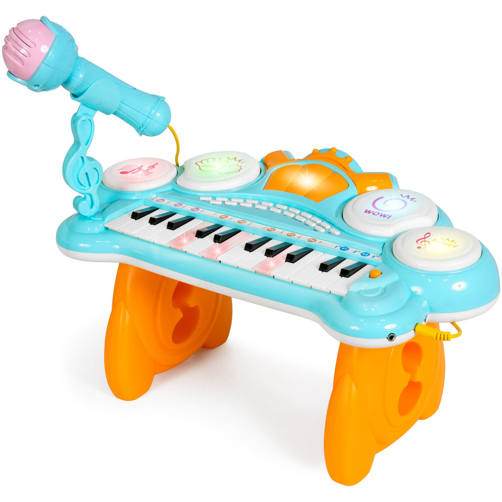 24-Key Kids Musical Electronic Keyboard with Drums Microphone MP3 - Blue with fun features for everyday play