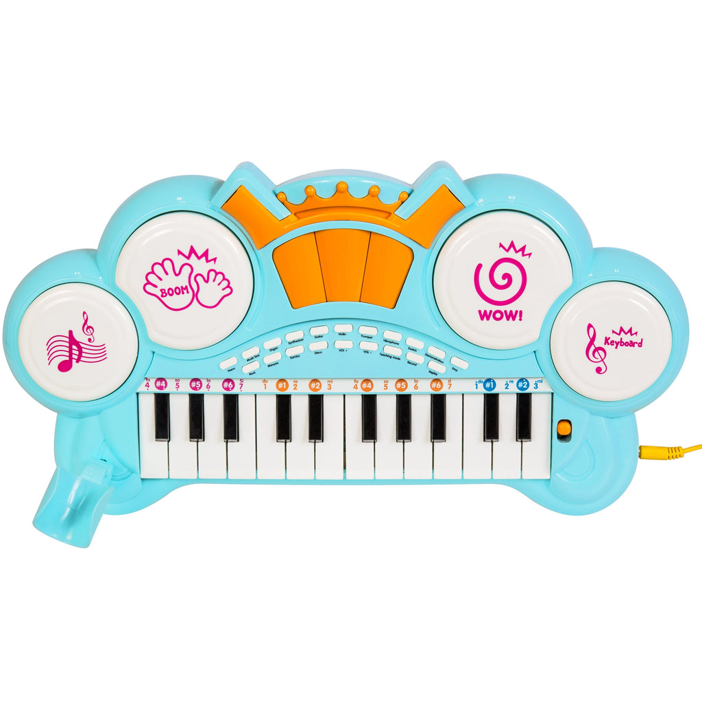 24-Key Kids Musical Electronic Keyboard with Drums Microphone MP3 - Blue with fun features for everyday play