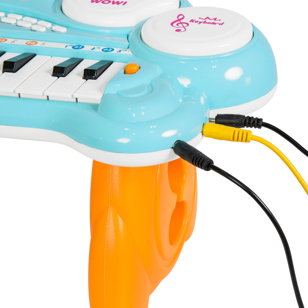 24-Key Kids Musical Electronic Keyboard with Drums Microphone MP3 - Blue with fun features for everyday play