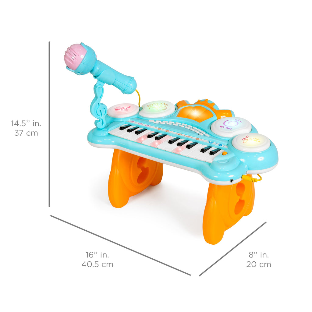 24-Key Kids Musical Electronic Keyboard with Drums Microphone MP3 - Blue with fun features for everyday play
