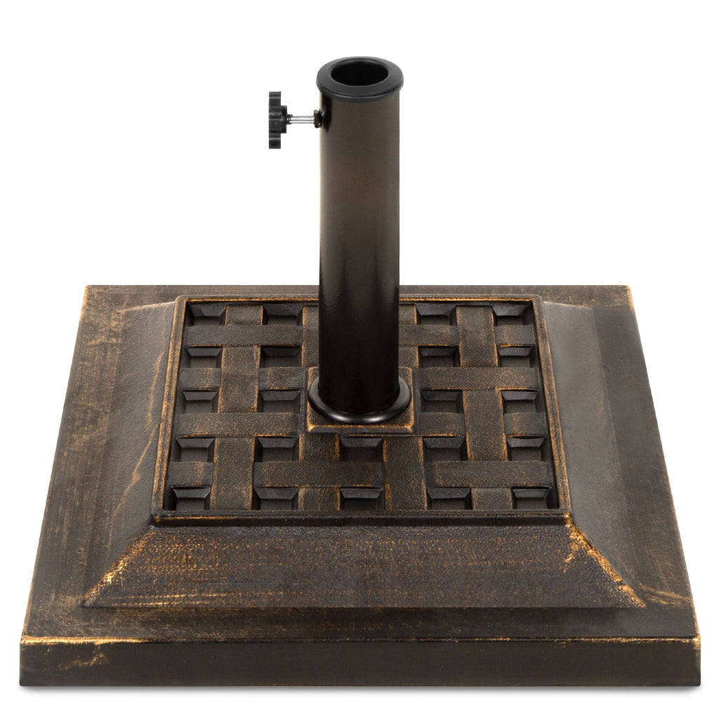 26lb Steel Square Patio Umbrella Base Stand Basketweave Pattern with practical outdoor-ready details