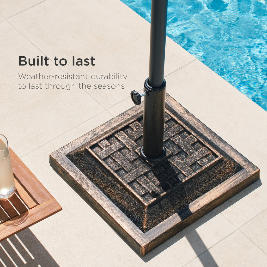 26lb Steel Square Patio Umbrella Base Stand Basketweave Pattern with practical outdoor-ready details