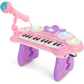 24-Key Kids Musical Electronic Keyboard with Drums Microphone MP3 - Pink for active play and family fun