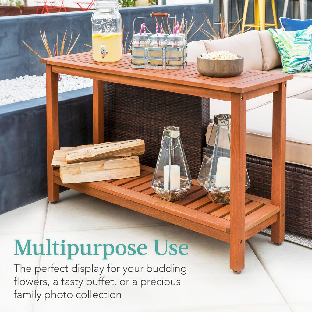 2-Shelf Wooden Console Table Storage Organizer with Natural Finish - 48in with practical style for home spaces