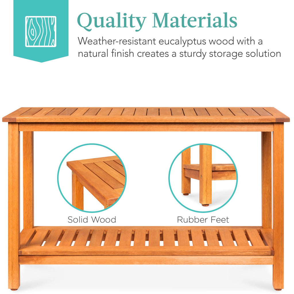 2-Shelf Wooden Console Table Storage Organizer with Natural Finish - 48in with practical style for home spaces