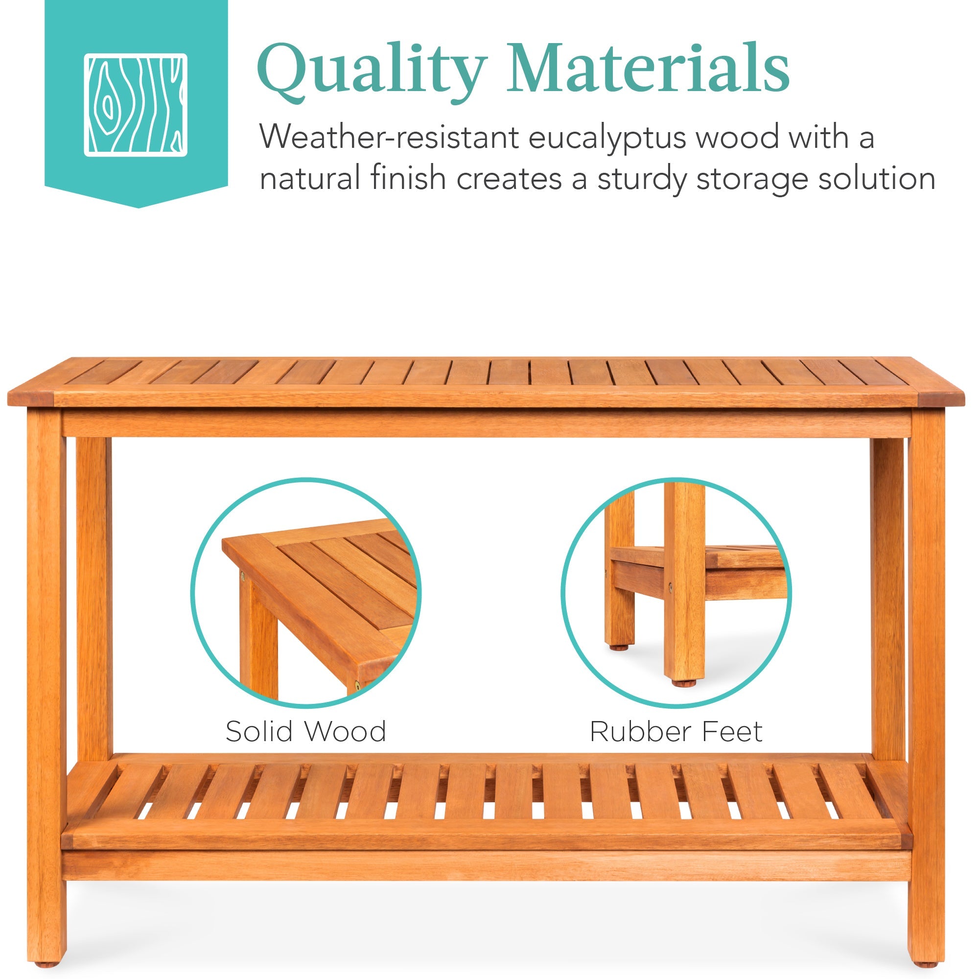 2-Shelf Wooden Console Table Storage Organizer with Natural Finish - 48in with practical style for home spaces