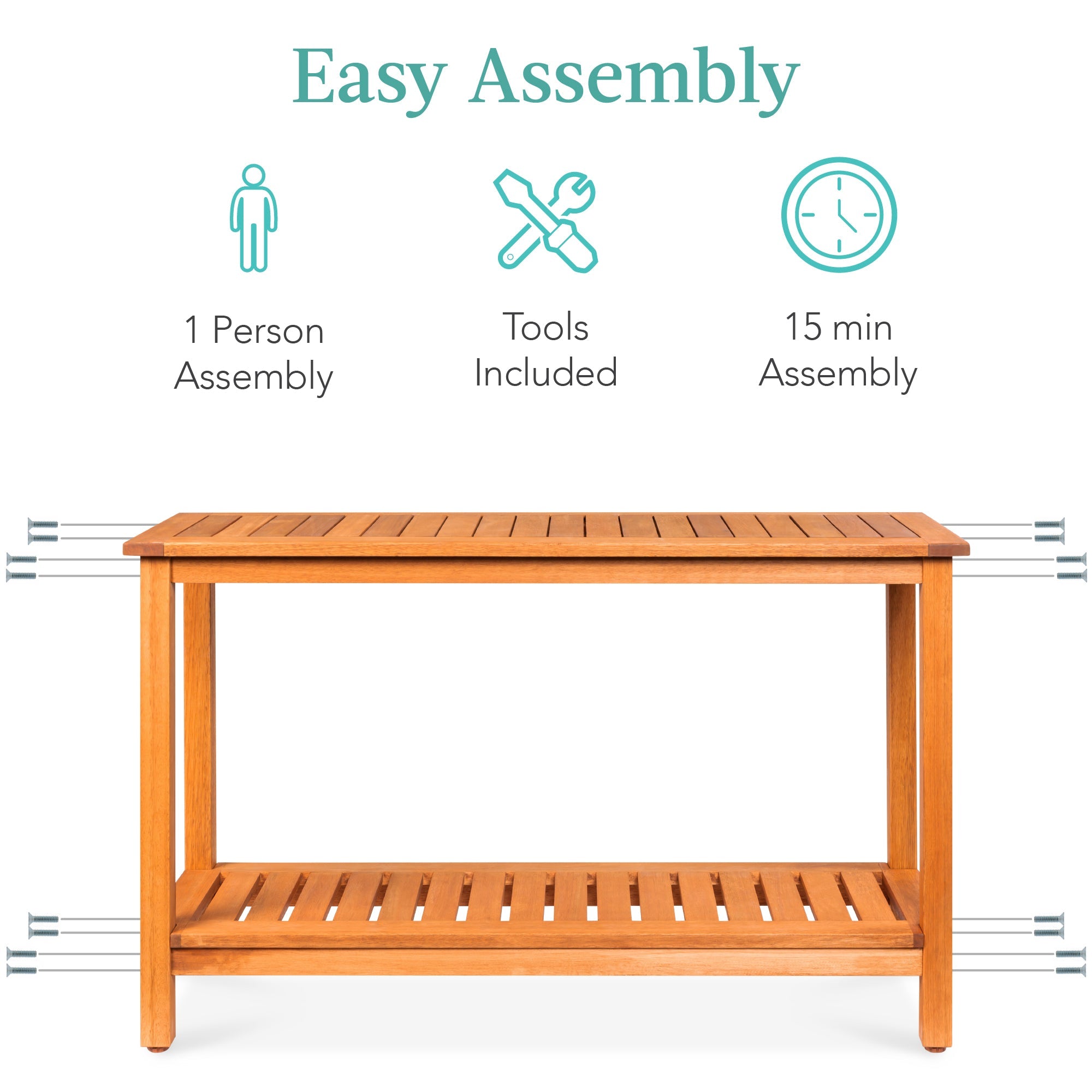 2-Shelf Wooden Console Table Storage Organizer with Natural Finish - 48in with practical style for home spaces