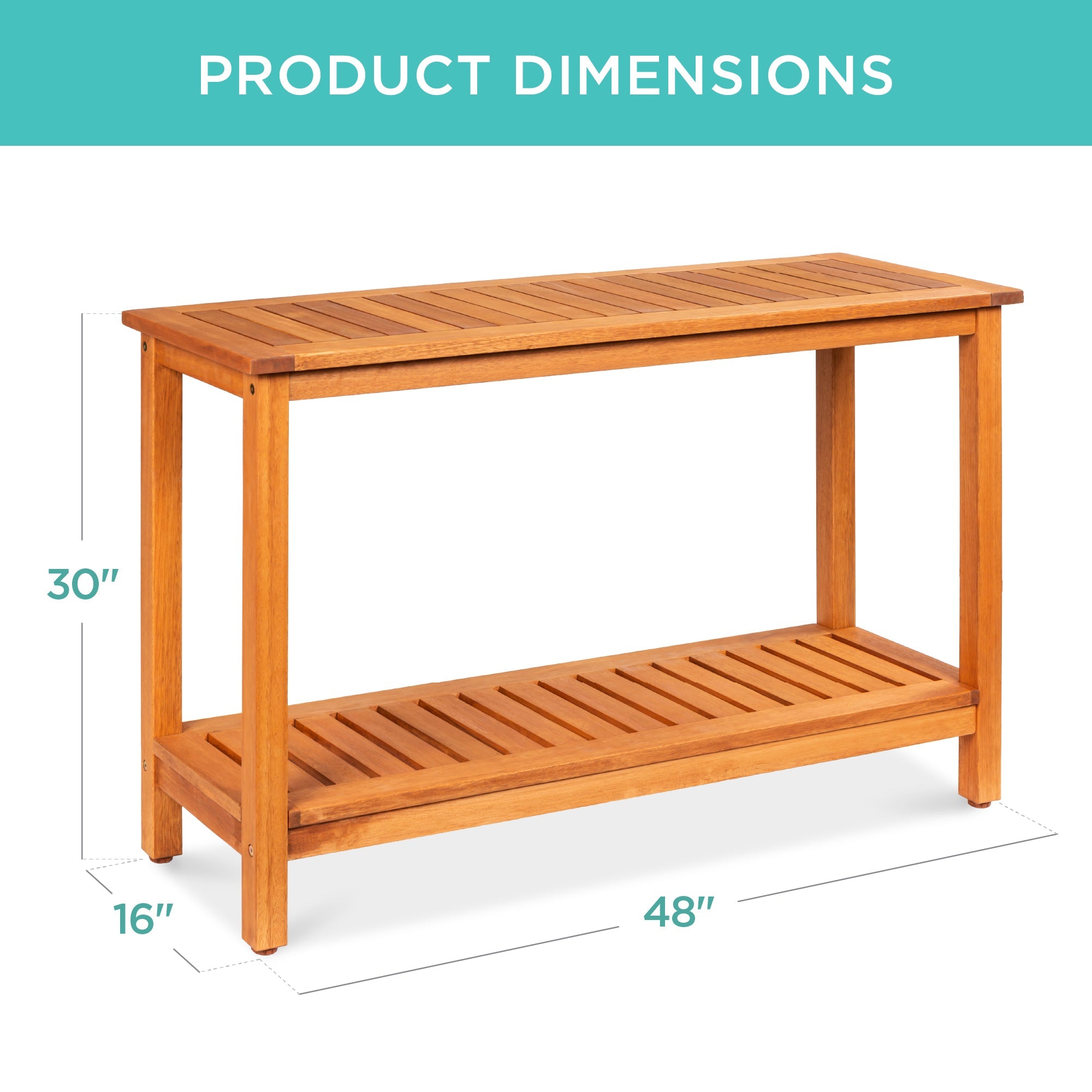 2-Shelf Wooden Console Table Storage Organizer with Natural Finish - 48in with practical style for home spaces