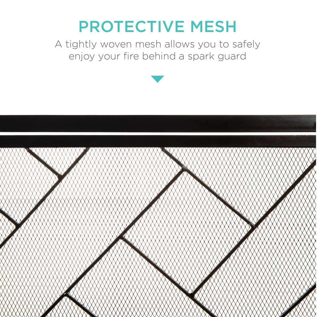2-Panel Wrought Iron Geometric Fireplace Screen with Magnetic Doors - 44x33in for comfortable, organized home spaces