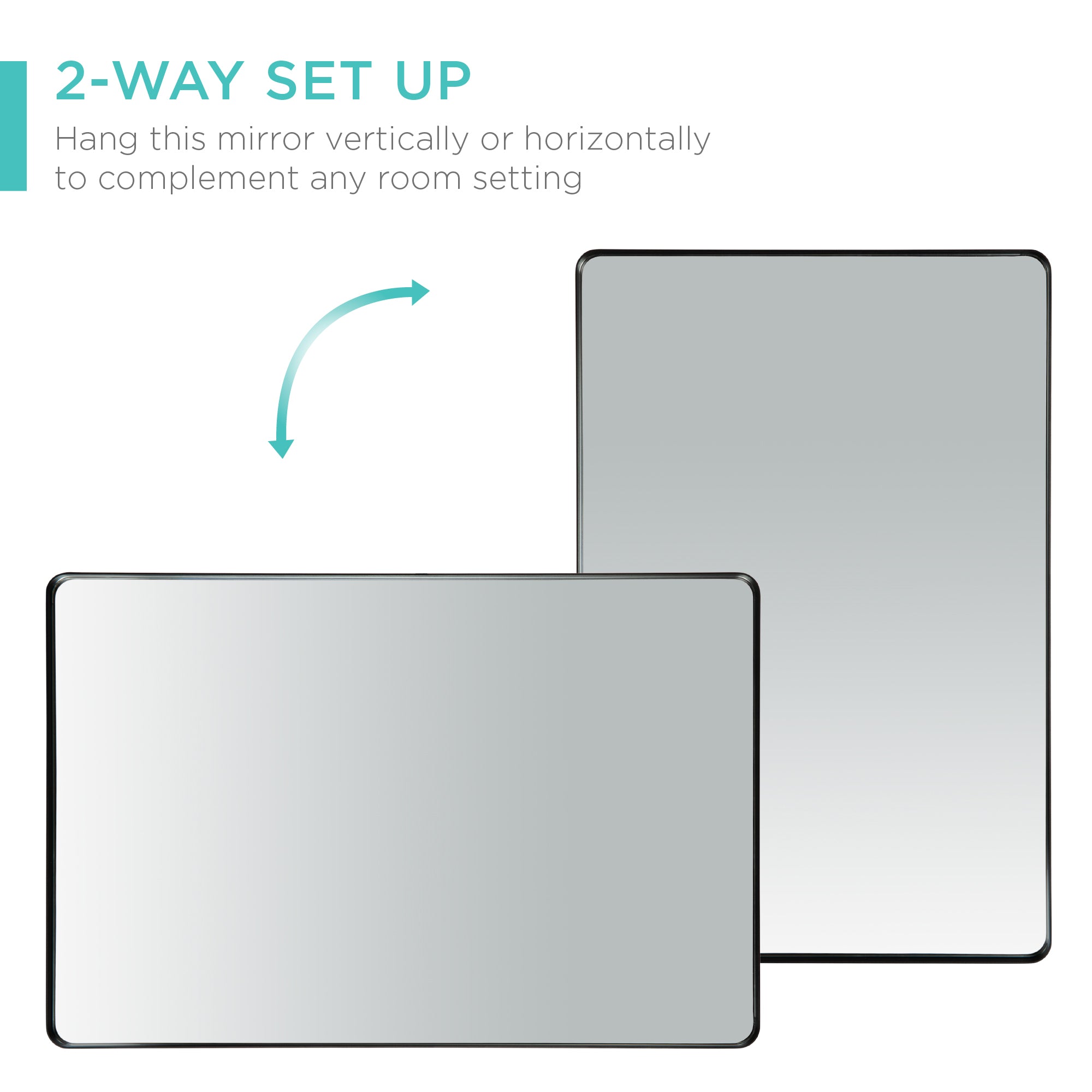 2-Way Rectangle Wall Mirror with Rounded Corners Anti-Blast Film - 24x36in with practical everyday features