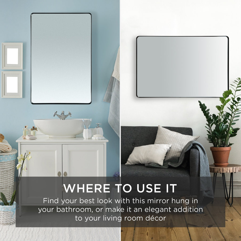 2-Way Rectangle Wall Mirror with Rounded Corners Anti-Blast Film - 24x36in with practical everyday features