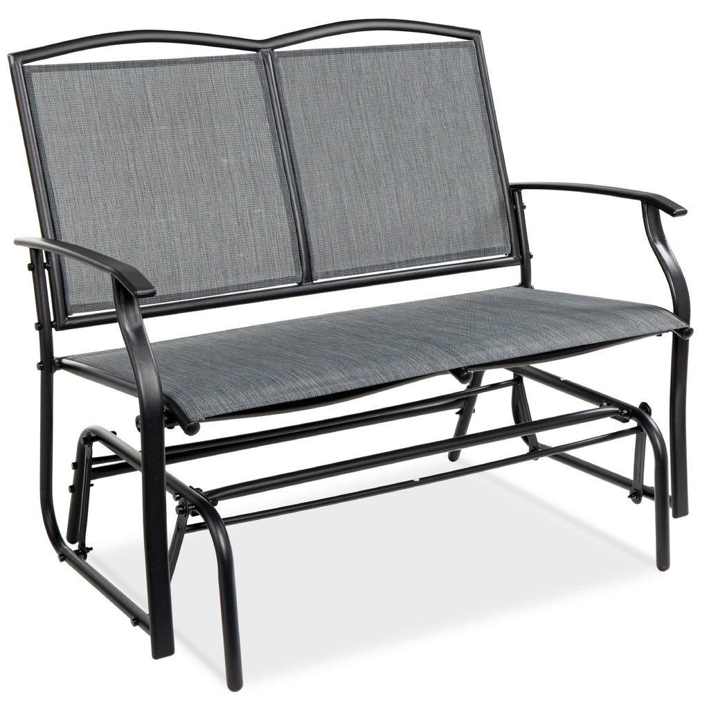 2-Person Patio Loveseat Swing Glider Bench Rocker with Armrests designed for patio and backyard use