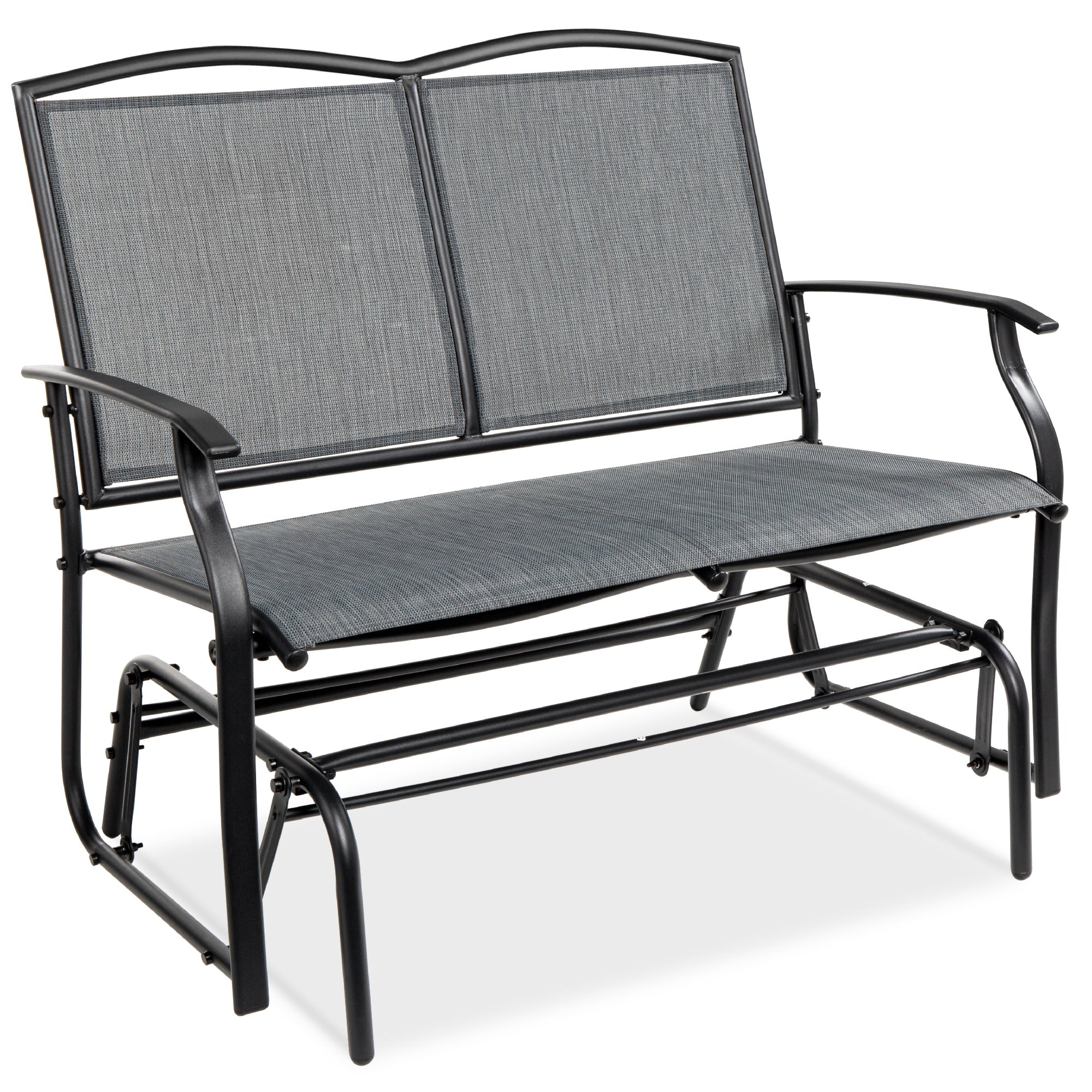 2-Person Patio Loveseat Swing Glider Bench Rocker with Armrests designed for patio and backyard use