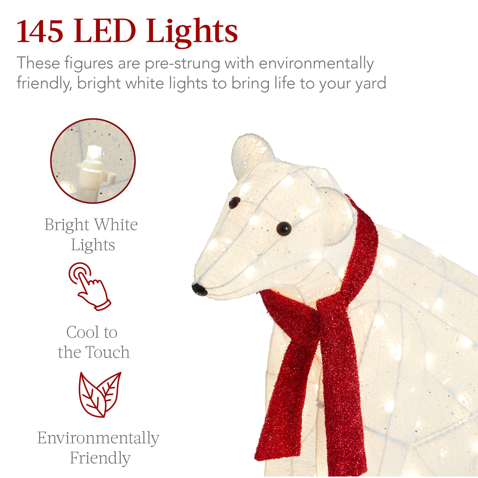 2-Piece Lighted Polar Bear Family Outdoor Decor Set with LED Lights for outdoor comfort and convenience