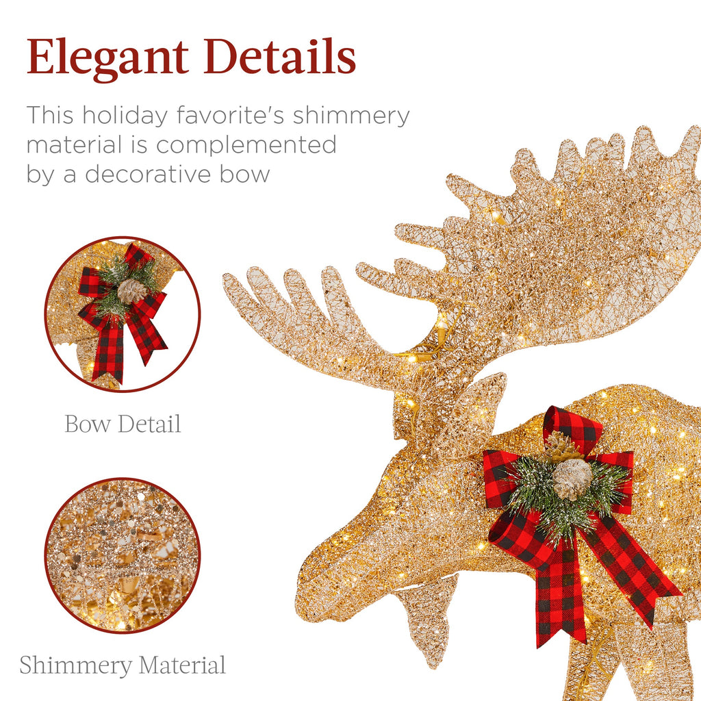 2-Piece Moose Family Lighted Outdoor Christmas Decoration Set with LED Lights for indoor and outdoor holiday displays
